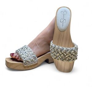 Jessica Simpson Silver Embellished Mules